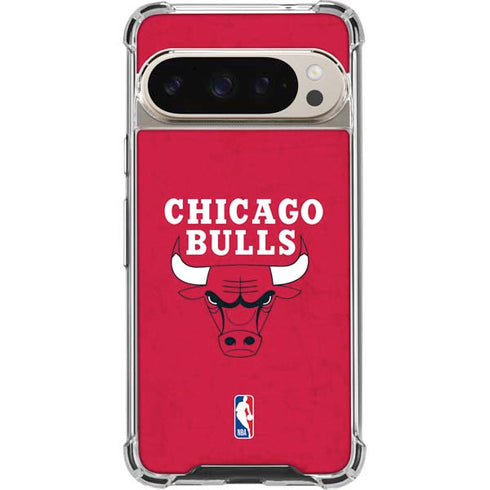 NBA Chicago Bulls Red Distressed Google Pixel 9/9 Pro Clear Case